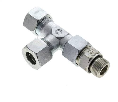 20S & M27x2 Zink Plated Steel Right Angle Tee Cutting Fitting with Male Threads 400 bar Adjustable ISO 8434-1