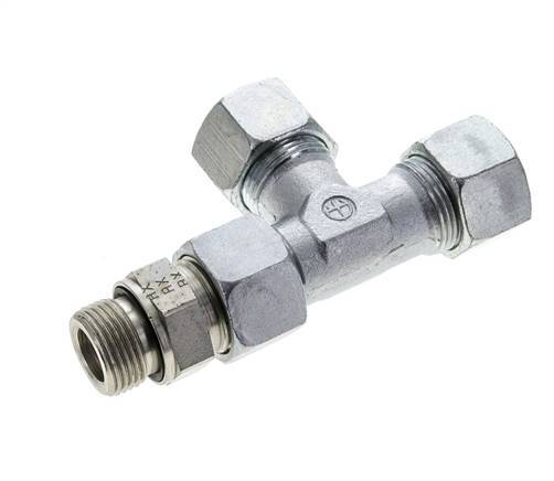 20S & M27x2 Zink Plated Steel Right Angle Tee Cutting Fitting with Male Threads 400 bar Adjustable ISO 8434-1