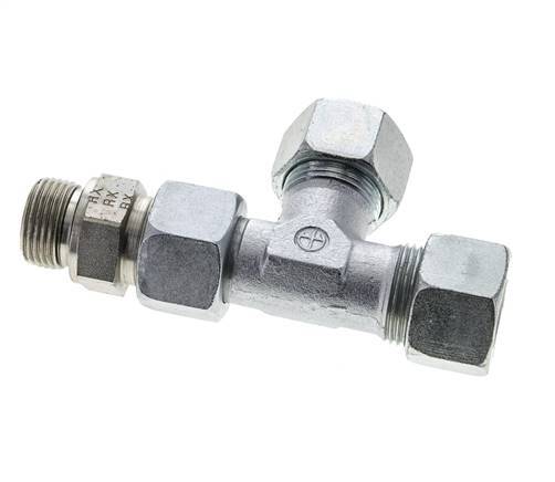 20S & M27x2 Zink Plated Steel Right Angle Tee Cutting Fitting with Male Threads 400 bar Adjustable ISO 8434-1
