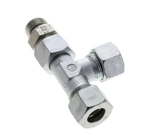 20S & M27x2 Zink Plated Steel Right Angle Tee Cutting Fitting with Male Threads 400 bar Adjustable ISO 8434-1