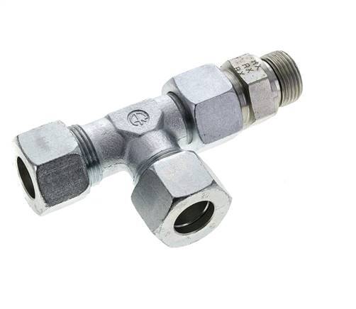 20S & M27x2 Zink Plated Steel Right Angle Tee Cutting Fitting with Male Threads 400 bar Adjustable ISO 8434-1