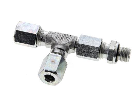 6L & G1/8'' Zink Plated Steel Right Angle Tee Cutting Fitting with Male Threads 315 bar Adjustable ISO 8434-1