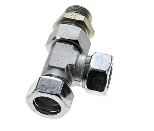28L & G1'' Zink Plated Steel Right Angle Tee Cutting Fitting with Male Threads 160 bar Adjustable ISO 8434-1