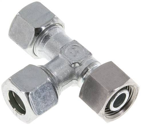 12L Zink Plated Steel Right Angle Tee Cutting Fitting with Swivel 315 bar Adjustable ISO 8434-1