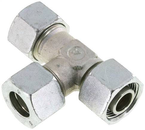 20S Zink Plated Steel Right Angle Tee Cutting Fitting with Swivel 400 bar Adjustable ISO 8434-1