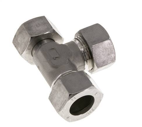 22L Stainless Steel Right Angle Tee Cutting Fitting with Swivel 160 bar Adjustable ISO 8434-1