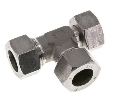 22L Stainless Steel Right Angle Tee Cutting Fitting with Swivel 160 bar Adjustable ISO 8434-1