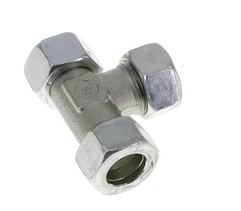 22L Zink Plated Steel Right Angle Tee Cutting Fitting with Swivel 160 bar NBR Adjustable ISO 8434-1
