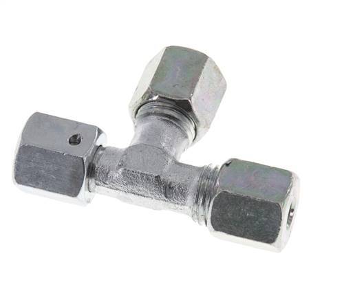 6S Zink Plated Steel Right Angle Tee Cutting Fitting with Swivel 630 bar NBR Adjustable ISO 8434-1