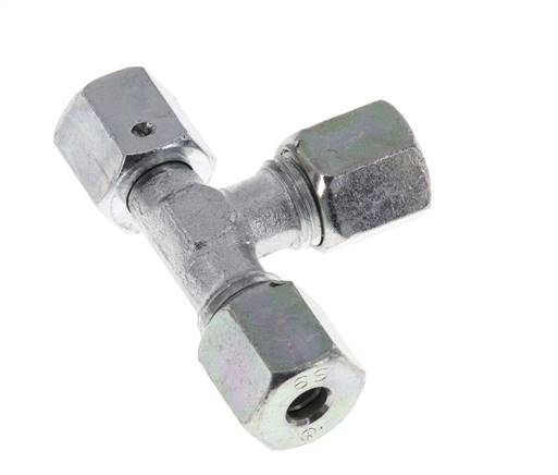 6S Zink Plated Steel Right Angle Tee Cutting Fitting with Swivel 630 bar NBR Adjustable ISO 8434-1
