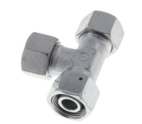 20S Zink Plated Steel Right Angle Tee Cutting Fitting with Swivel 400 bar NBR Adjustable ISO 8434-1