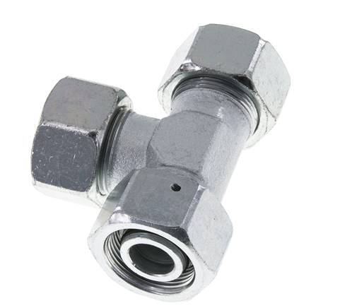 25S Zink Plated Steel Right Angle Tee Cutting Fitting with Swivel 400 bar NBR Adjustable ISO 8434-1