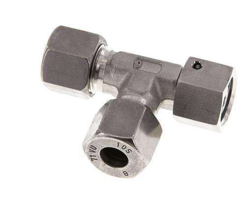 18L Stainless Steel Right Angle Tee Cutting Fitting with Swivel 315 bar FKM Adjustable ISO 8434-1