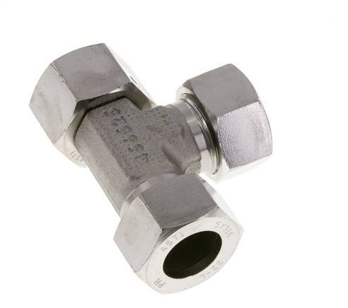 22L Stainless Steel Right Angle Tee Cutting Fitting with Swivel 160 bar FKM Adjustable ISO 8434-1
