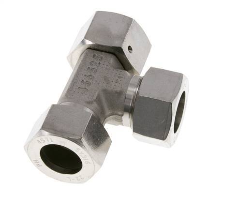 22L Stainless Steel Right Angle Tee Cutting Fitting with Swivel 160 bar FKM Adjustable ISO 8434-1