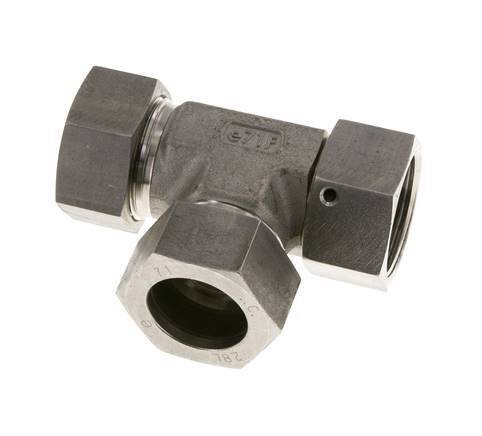 28L Stainless Steel Right Angle Tee Cutting Fitting with Swivel 160 bar FKM Adjustable ISO 8434-1