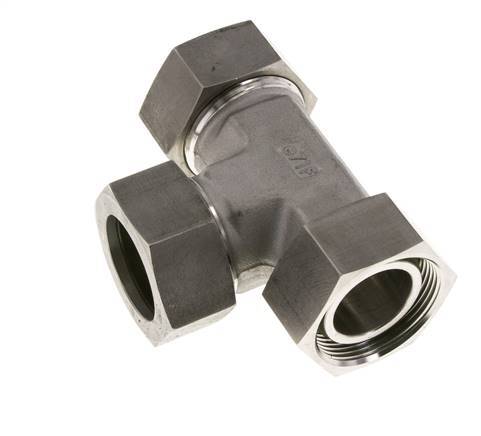 35L Stainless Steel Right Angle Tee Cutting Fitting with Swivel 160 bar FKM Adjustable ISO 8434-1