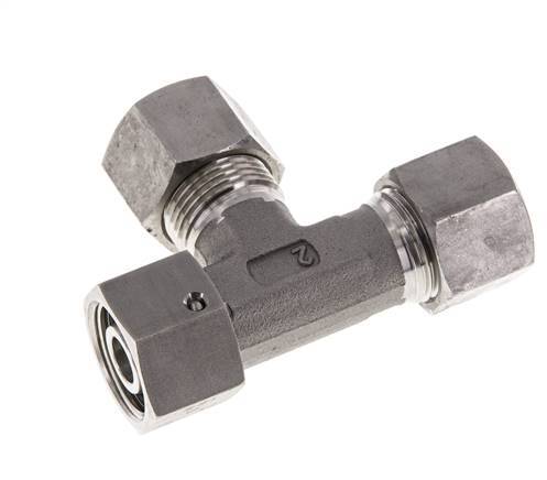 12S Stainless Steel Right Angle Tee Cutting Fitting with Swivel 630 bar FKM Adjustable ISO 8434-1