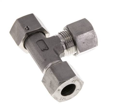 12S Stainless Steel Right Angle Tee Cutting Fitting with Swivel 630 bar FKM Adjustable ISO 8434-1