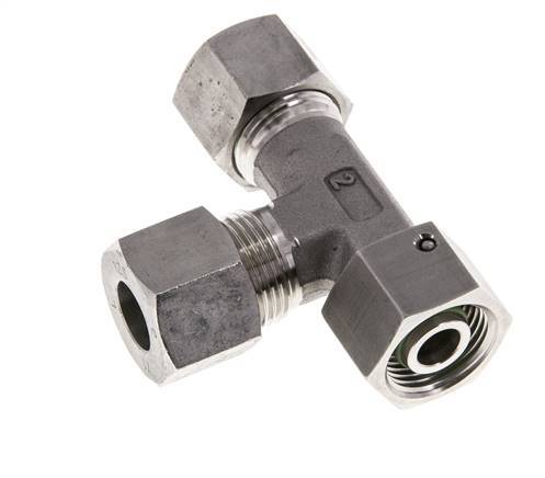 12S Stainless Steel Right Angle Tee Cutting Fitting with Swivel 630 bar FKM Adjustable ISO 8434-1