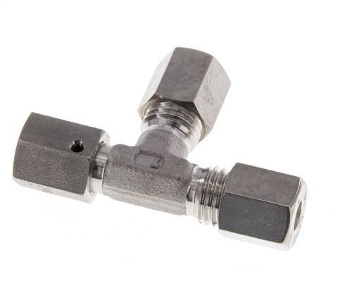 6L Stainless Steel Right Angle Tee Compression Fitting with Swivel 315 bar FKM Adjustable ISO 8434-1