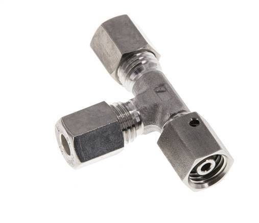 6L Stainless Steel Right Angle Tee Compression Fitting with Swivel 315 bar FKM Adjustable ISO 8434-1