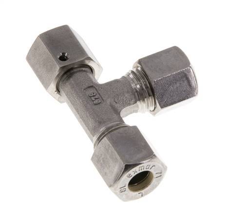 8L Stainless Steel Right Angle Tee Compression Fitting with Swivel 315 bar FKM Adjustable ISO 8434-1