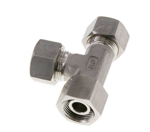 15L Stainless Steel Right Angle Tee Compression Fitting with Swivel 315 bar FKM Adjustable ISO 8434-1