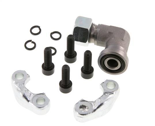 1/2'' Elbow SAE Flange 3000 PSI Steel with 15L (M22x1.5) ISO 6162-1