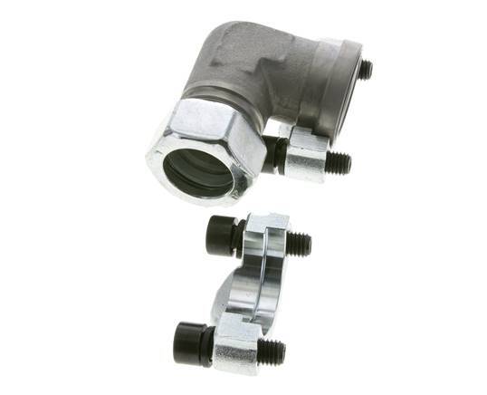 1'' Elbow SAE Flange 3000 PSI Steel with 28L (M36x2) ISO 6162-1