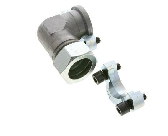 1-1/4'' Elbow SAE Flange 3000 PSI Steel with 35L (M45x2) ISO 6162-1