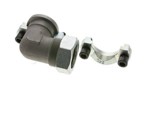 1-1/2'' Elbow SAE Flange 3000 PSI Steel with 42L (M52x2) ISO 6162-1