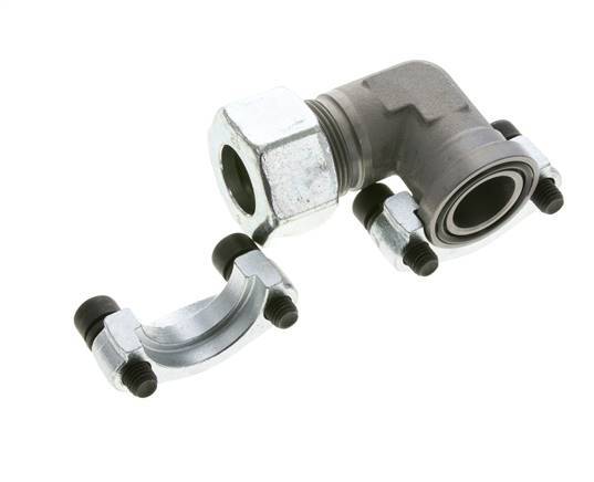 1'' Elbow SAE Flange 3000 PSI Steel with 25S (M36x2) ISO 6162-1