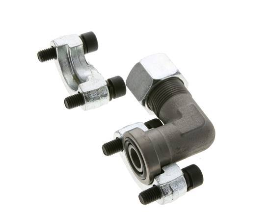 1/2'' Elbow SAE Flange 6000 PSI Steel with 16S (M24x1.5) ISO 6162-2