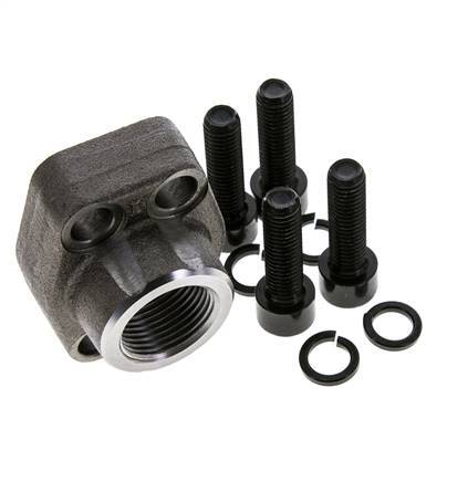 3/4'' SAE Flange 3000 PSI Plain Steel with G3/4'' Female Threads ISO 6162-1