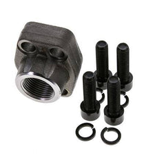 3/4'' SAE Flange 3000 PSI Plain Steel with G3/4'' Female Threads ISO 6162-1