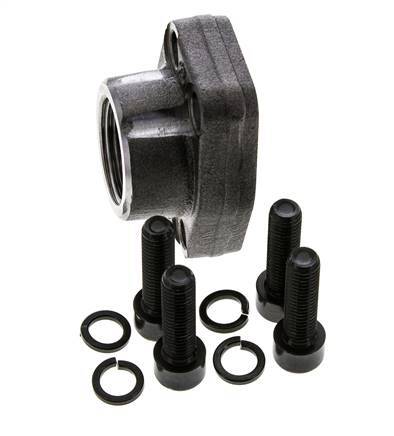 1'' SAE Flange 3000 PSI Plain Steel with G1'' Female Threads ISO 6162-1