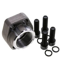 1-1/4'' SAE Flange 3000 PSI Plain Steel with G1-1/4'' Female Threads ISO 6162-1