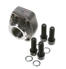 1-1/4'' SAE Flange 3000 PSI Plain Steel with G1'' Female Threads ISO 6162-1