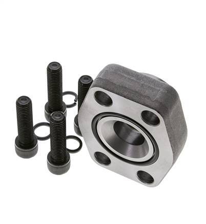 1-1/2'' SAE Flange 3000 PSI Plain Steel with G1'' Female Threads ISO 6162-1