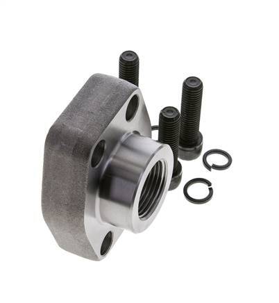 1-1/2'' SAE Flange 3000 PSI Plain Steel with G1'' Female Threads ISO 6162-1