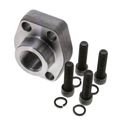 1-1/2'' SAE Flange 3000 PSI Plain Steel with G1'' Female Threads ISO 6162-1