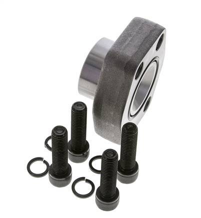 1-1/2'' SAE Flange 3000 PSI Plain Steel with G1'' Female Threads ISO 6162-1