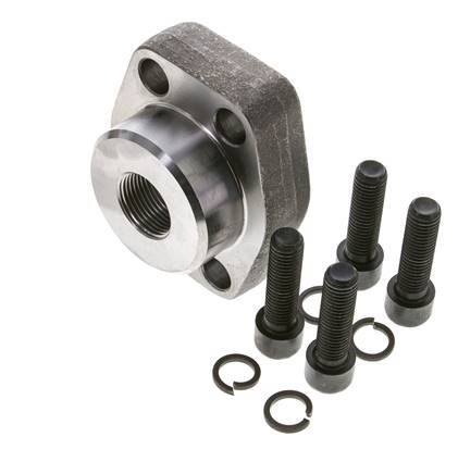 1-1/2'' SAE Flange 3000 PSI Plain Steel with G3/4'' Female Threads ISO 6162-1