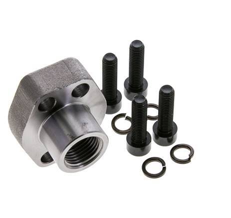 1/2'' SAE Flange 6000 PSI Plain Steel with G1/2'' Female Threads ISO 6162-2