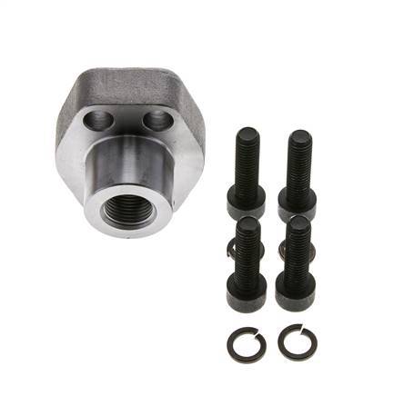 1/2'' SAE Flange 6000 PSI Plain Steel with G3/8'' Female Threads ISO 6162-2