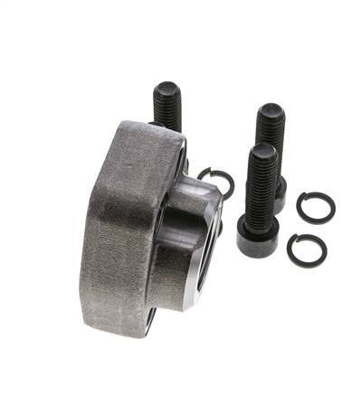 1'' SAE Flange 6000 PSI Plain Steel with G1'' Female Threads ISO 6162-2