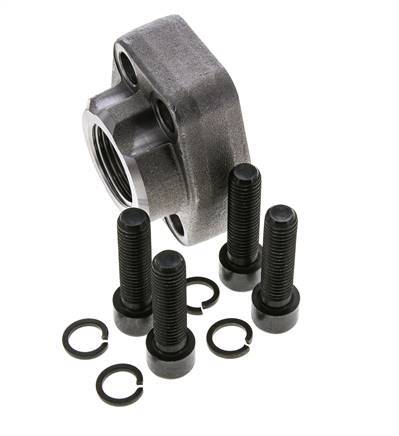 1'' SAE Flange 6000 PSI Plain Steel with G1'' Female Threads ISO 6162-2