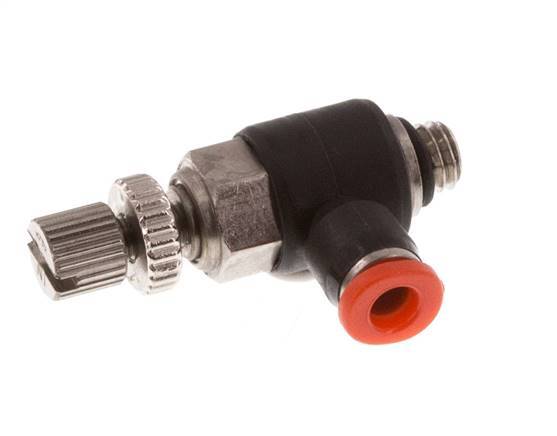 Flow Control Silencer Meter-In Elbow 3 mm - M5 Brass/PBT