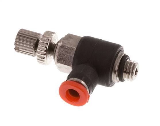 Flow Control Silencer Meter-In Elbow 3 mm - M5 Brass/PBT